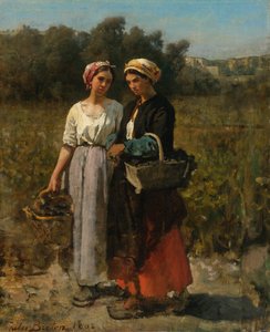 Dos jóvenes mujeres en la vendimia de Jules Breton